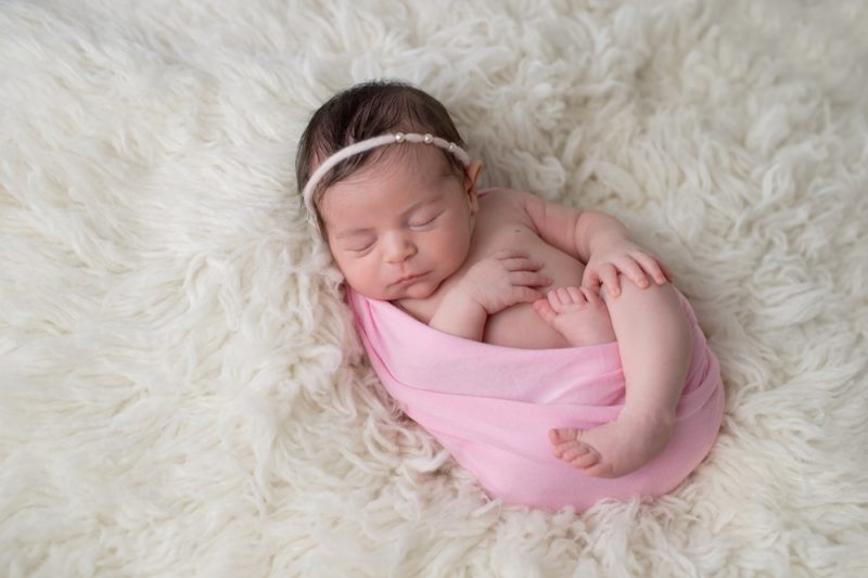 Swaddled, Sleeping Newborn Baby Girl